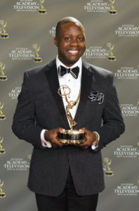 Clarence Ball and his Emmy. Photo by Tommy Rozen