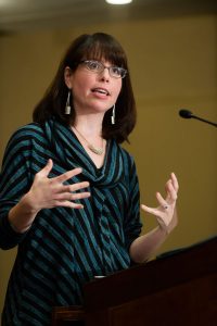Molly Worthen discusses what "secularism" means in the 21st century. (Photo by Leo Sorel)