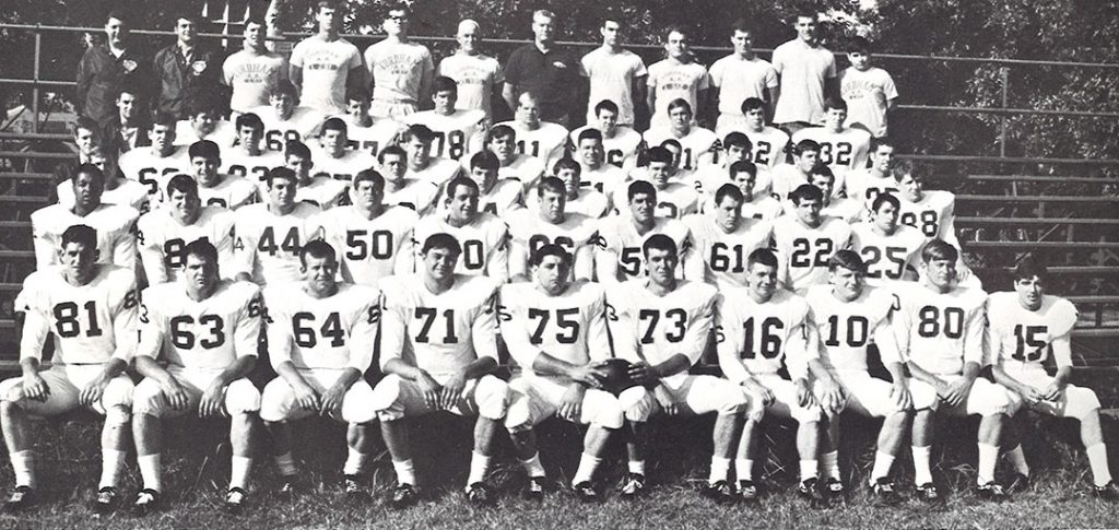 In 1968, Zizzo (front and center, No. 75) helped lead the Fordham Rams to a national club football championship.