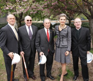 From left to right: Michael M. Martin, dean of Fordham Law; the Hon. Dennis G. Jacobs; Mayor Michael Bloomberg; the Hon. Loretta A. Preska (LAW ‘73); and Joseph M. McShane, S.J., president of Fordham.