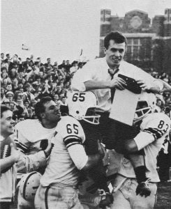 November 7, 1964: David Langdon is carried off Coffey Field in triumph after coaching Fordham's newly formed club football team to victory against NYU.