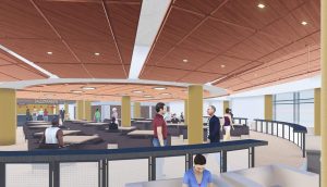 A rendering of the new student center.