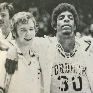 Darryl Brown, right, after a win in the 1974-75 season. 