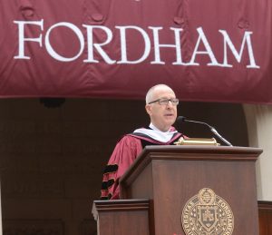 David J. Skorton speaking at Fordham's 2016 Commencement
