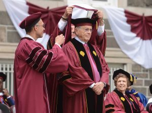 Mo Cunniffe is awarded an honorary degree at Fordham's 171st Commencement Ceremony on May 21, 2016. Photo by Chris Taggart