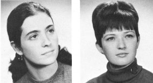 From left: Judith Aissen and Mary Daly were alternates on Fordham's 1968 College Bowl team.