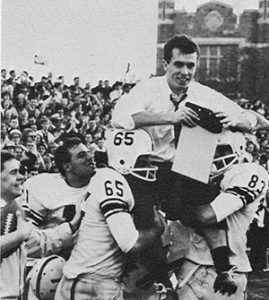David Langdon is carried off the football field after a big victory.