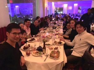 U.S. and China epistemologists eat dinner together at Rosa Mexicano, a restaurant near Lincoln Center campus, on Oct. 19.