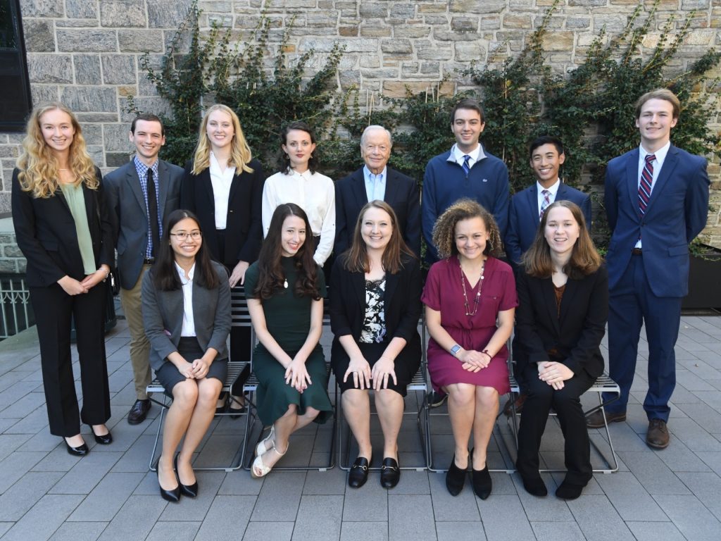 The twelve Cunniffe scholars pose for a picture with their benefactor, Maurice Cunniffe.