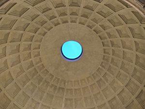 The Pantheon's oculus (a hole in a building ceiling that opens to the sky)