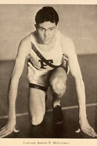 A photo of Joe McCluskey in starting position.